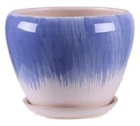 CSYQPDMBDL Vaso da Fiori in Ceramica, Vaso Semplice con Vassoio, for Soggiorno, Balcone, Interno, Decorazione da Tavolo for la casa.(Blue,23cm)