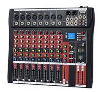 CT-80S - Mixer audio professionale a 8 canali, console di mixaggio DJ con riverbero lettore MP3 Bluetooth 48 V alimentazione phantom registrazione USB per karaoke studio musica dal vivo