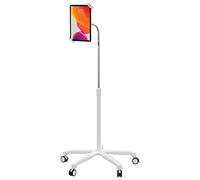 CTA Digital: Heavy Duty Medical Mobile Floor Stand per iPad 9.8" 8th Gen, iPad 10.2" 7th Gen, iPad Pro 12.9" iPad Pro, iPad mini, iPad Air 4, Surface Pro X e altri tablet 7-13" - Bianco