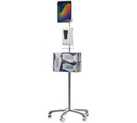 CTA - Supporto digitale a collo di cigno per tablet da 7-13 pollici con stazione disinfettante e dispenser automatico di sapone