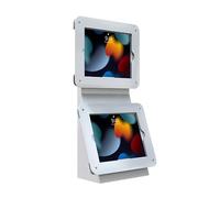 CTA - Supporto doppio per tablet, in acrilico, con scomparto portaoggetti per iPad 10,2", iPad Air 3 e iPad Pro da 10,5" (PAD-2VDMWA), colore: bianco