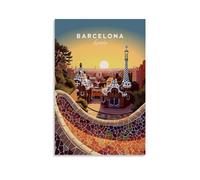 CTATOGE Poster vintage da viaggio, Barcellona, stampa artistica su tela, decorazione per la casa, per camera da letto e soggiorno, 60 x 90 cm, senza cornice
