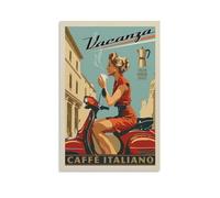 CTATOGE Poster vintage da viaggio, motivo: caffè italiano, stampa artistica su tela, decorazione per la casa, per camera da letto e soggiorno, 50 x 75 cm, senza cornice