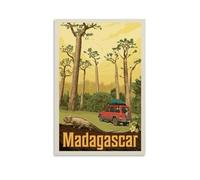 CTATOGE Poster vintage in stile Madagascar, stampa artistica da parete per camera da letto e soggiorno, 30 x 45 cm, senza cornice