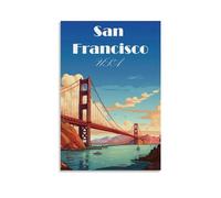 CTATOGE Poster vintage su tela di San Francisco USA, decorazione artistica da parete, decorazione per la casa, per camera da letto e soggiorno, 20 x 30 cm, senza cornice