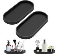 CTCEHL Vassoio Bagno Portaoggetti,2 pezzi Vassoio Portaoggetti,Vassoio da Bagno,Vassoio da Letto,Toletta Porta Profumi,Portacandele,per Lavello da Cucina,Lavabo,Vasca da Bagno,Toletta (Nero)