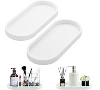 CTCEHL Vassoio Bagno Portaoggetti,2 pezzi Vassoio Portaoggetti,Vassoio da Bagno,Vassoio da Letto,Toletta Porta Profumi,Portacandele,per Lavello da Cucina,Lavabo,Vasca da Bagno,Toletta (Bianco)