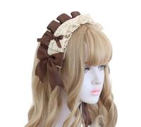 CTCOIJRN Accessori Lolita Copricapo con fiocco in pizzo Fascia Lolita Accessori for capelli fatti a mano dolci e carini, Marrone