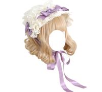 CTCOIJRN Berretto da Donna Lolita Fascia for Capelli Cappello con Fiocco in Pizzo Cappello da Sole in Pizzo Accessori for Costumi(Purple)