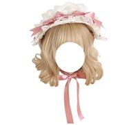 CTCOIJRN Berretto da donna Lolita Fascia for capelli Cappello con fiocco in pizzo Cappello da sole in pizzo Accessori for costumi(Pink)