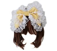 CTCOIJRN Cerchietto for capelli in pizzo Cameriera Ornamenti for copricapo arruffato Doppio strato Bowknot Accessori for cerchi for capelli for feste vintage Cosplay Cerchio for capelli grandi e dolci