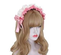 CTCOIJRN Copricapo Lolita, Copricapo Cosplay, Cerchio for capelli con lacci pieghettati Lolita Elegante fascia for capelli Bowknot Fascia for trucco for lavare il viso Puntelli for costumi cosplay Acc