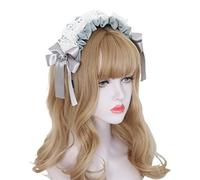 CTCOIJRN Copricapo Lolita, Copricapo Cosplay, Cerchio for capelli con lacci pieghettati Lolita Elegante fascia for capelli Bowknot Fascia for trucco for lavare il viso Puntelli for costumi cosplay Acc