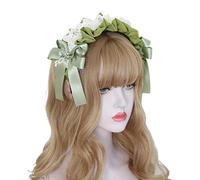 CTCOIJRN Copricapo Lolita, Copricapo Cosplay, Cerchio for capelli con lacci pieghettati Lolita Elegante fascia for capelli Bowknot Fascia for trucco for lavare il viso Puntelli for costumi cosplay Acc