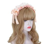 CTCOIJRN Copricapo Lolita, Copricapo Cosplay, Cerchio for capelli con lacci pieghettati Lolita Elegante fascia for capelli Bowknot Fascia for trucco for lavare il viso Puntelli for costumi cosplay Acc