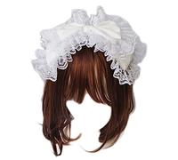 CTCOIJRN Copricapo Punk Gotico Cameriera Accessori for Capelli in Pizzo Fasce for Cosplay Cerchietto for Capelli Bowknot a Doppio Strato con Volant Dolce