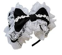 CTCOIJRN Copricapo Punk Gotico Cameriera Accessori for Capelli in Pizzo Fasce for Cosplay Cerchietto for Capelli Bowknot a Doppio Strato con Volant Dolce