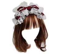 CTCOIJRN Copricapo punk gotico Cameriera Accessori for capelli in pizzo Fasce for cosplay Cerchietto for capelli Bowknot a doppio strato con volant dolce