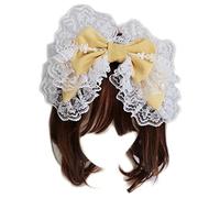 CTCOIJRN Copricapo punk gotico Cameriera Accessori for capelli in pizzo Fasce for cosplay Cerchietto for capelli Bowknot a doppio strato con volant dolce