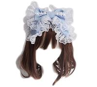 CTCOIJRN Copricapo Punk Gotico Cameriera Accessori for Capelli in Pizzo Fasce for Cosplay Cerchietto for Capelli Bowknot a Doppio Strato con Volant Dolce