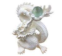 CTCOIJRN Decorazione Auto Cinese Feng Shui Dragon Statue Dragon Playing Bead Figurine Scultura for Fortuna e Successo Home Office Decoration,Bianca Statua
