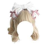 CTCOIJRN Fasce for capelli con fiocco for donna Fascia annodata alla moda gotica Lolita antiscivolo con accessori for capelli con fascia for capelli for ragazze con fiocco(White Hair Band Pink Bow)