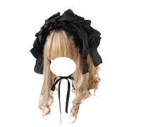 CTCOIJRN Fasce for capelli con fiocco for donna Fascia for capelli alla moda Lolita gotica antiscivolo con accessori for capelli con fascia for capelli for ragazze con fiocco(Schwarz)