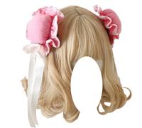 CTCOIJRN Fasce for capelli con fiocco for donne e ragazze Lolita, fascette laterali fatte a mano, accessori for capelli carini e antiscivolo(Rose pink white bow)