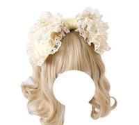 CTCOIJRN Fasce for capelli con fiocco in pizzo for donne Lolita Cerchietto for capelli carino Fascia annodata alla moda Accessori for capelli for ragazze(Yellow)