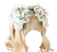 CTCOIJRN Fasce for capelli con fiocco in pizzo for donne Lolita Cerchietto for capelli carino Fascia annodata alla moda Accessori for capelli for ragazze(Light Green)