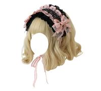 CTCOIJRN Fasce for capelli da donna Copricapo gotico Lolita Fasce for cosplay in pizzo Fascia for capelli Accessori for capelli(Pink)