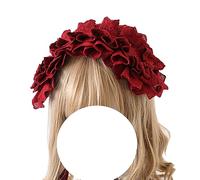CTCOIJRN Fasce for capelli in cotone for donne e ragazze Accessori for capelli Lolita gotico Fascia for capelli con fiocco Fasce for capelli antiscivolo alla moda x 12 cm)(Wine Red)