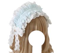 CTCOIJRN Fasce for capelli in pizzo for copricapo Lolita for donne Fasce antiscivolo Cerchietti for capelli alla moda(White Blue)