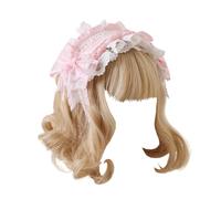 CTCOIJRN Fasce larghe in pizzo for donna Fascia for capelli Lolita Fascia for capelli con fiocco Fasce for capelli alla moda Accessori for costumi(Pink)
