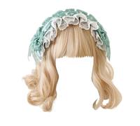 CTCOIJRN Fasce larghe in pizzo for donna Fascia for capelli Lolita Fascia for capelli con fiocco Fasce for capelli alla moda Accessori for costumi(Green)