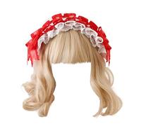 CTCOIJRN Fasce larghe in pizzo for donna Fascia for capelli Lolita Fascia for capelli con fiocco Fasce for capelli alla moda Accessori for costumi(Rot)