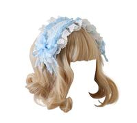 CTCOIJRN Fasce larghe in pizzo for donna Fascia for capelli Lolita Fascia for capelli con fiocco Fasce for capelli alla moda Accessori for costumi(Blue)