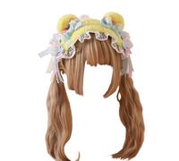 CTCOIJRN Fascia for capelli con orecchie da orso for donna, ragazza, accessori for capelli Lolita con fasce for capelli con fiocco, fasce for animali(Yellow Bear Ears Headband)