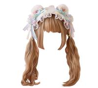 CTCOIJRN Fascia for Capelli con Orecchie da Orso for Donna, Ragazza, Accessori for Capelli Lolita con Fasce for Capelli con Fiocco, Fasce for Animali(White Bear Ears Headband)