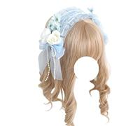 CTCOIJRN Fascia for capelli for donne e ragazze Accessori for capelli Lolita Fascia for capelli in pizzo con fasce for capelli alla moda con fiocco(Lightblue)
