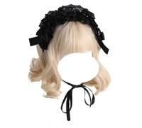 CTCOIJRN Fascia for capelli for donne e ragazze Gothic Lolita ampia fascia for capelli moda antiscivolo accessori for capelli(Schwarz)