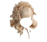 CTCOIJRN Fascia for capelli for donne e ragazze Gothic Lolita ampia fascia for capelli moda antiscivolo accessori for capelli(Apricot)
