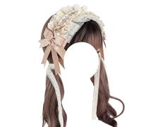 CTCOIJRN Fascia for capelli for donne e ragazze Lolita, fascia larga in pizzo, orecchie da orso, accessori for capelli con fascia for capelli con fiocco(Pink Headband)