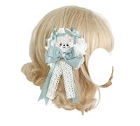 CTCOIJRN Fascia for capelli for donne e ragazze Lolita, fascia larga in pizzo, orecchie da orso, accessori for capelli con fascia for capelli con fiocco(Green Bear Hair Clip)