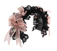 CTCOIJRN Fascia for capelli in pizzo Fasce for capelli Lolita carine Fasce for orecchie di coniglio antiscivolo for accessori for capelli con fascia for capelli da donna(Black Pink Hair Hoops)