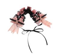 CTCOIJRN Fascia for capelli in pizzo Fasce for capelli Lolita carine Fasce for orecchie di coniglio antiscivolo for accessori for capelli con fascia for capelli da donna(Black Pink Headbands)