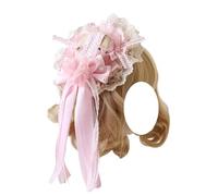 CTCOIJRN Fascia for capelli Lolita Fasce for capelli in pizzo rosa for donna Fascia for capelli con fiocco Cappello a cilindro Fasce for capelli Accessori for costumi(Hat Headbands)