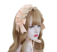 CTCOIJRN Moda LolitaLace Copricapo Bowknot Fascia Lolita Accessori for capelli fatti a mano dolci e carini, rosa chiaro