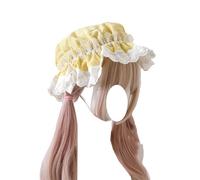 CTCOIJRN Simpatico cappello in pizzo Lolita Berretto a cuffia da donna Fasce in pizzo Fascia for capelli Accessori for capelli Copricapo(Yellow,One Size)