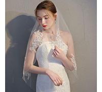 CTCOIJRN Velo da Sposa in Cristallo Velo da Sposa con Applicazioni in Pizzo 1 Livello Velo Corto all'anca Morbido Tulle Accessori for Capelli for Donne e Ragazze